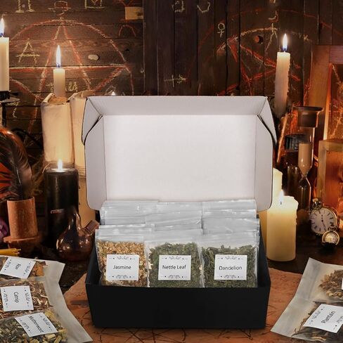 30 Pack Witchcraft Supplies Herbs, Dried Herbs and Flowers Bottles Kit for Witch Beginner, Wiccan, Wicca Altar Supplies, Magic Spell, Candle and Soap Making, with Witchy Spoon, Bell and More in Saudi Arabia