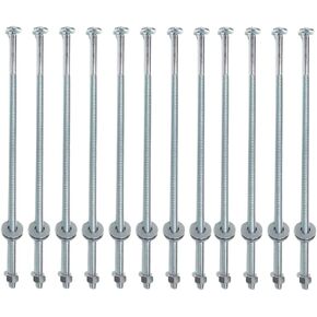 3/8-inch x 12-inch Threaded Carriage Bolts Fasteners with Nuts and Washers - 12-Pack in Saudi Arabia