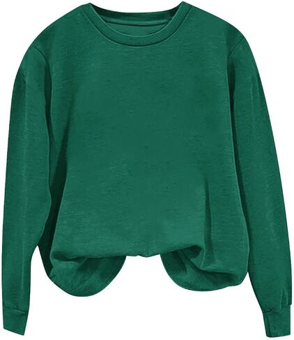 Women's Casual Crew Neck Sweatshirts Loose Fit Solid Color Oversized Long Sleeve Basic Tops Fall Pullover Sweatshirts in Saudi Arabia