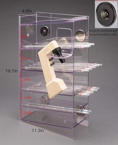 5 Pocket Serological Pipette Holder (PETG) (Magnets 4, No Bracket) in Saudi Arabia