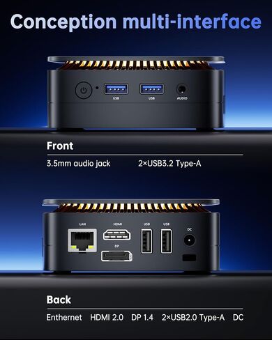 KAMRUI Mini PC, 12th Gen N100 Processor (up to 3.4GHz) 16GB RAM 512GB M.2 SSD, Dual 4K Display Mini Computer, Micro PC with WiFi/BT4.2 for Business/Home/Office in Kuwait