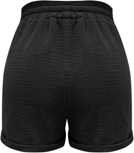Girls Tie Front Linen Shorts with Pockets Casual Cotton Elastic Waist Shorts with Drawstring Trendy Summer Beach in Saudi Arabia