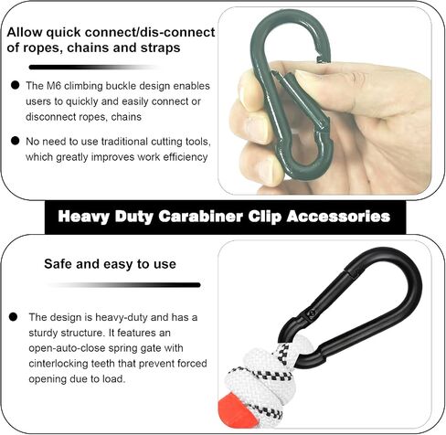 40 PCS 2.36'' Spring Snap Hook Carabiner, M6 1/4 Inch Galvanized Silver Steel Carabiner Clip, Small Carabiner Clip 260LBS Holding Capacity Quick Link Clip Keychain for Hammock Dog Leash & Camping Gym in Kuwait
