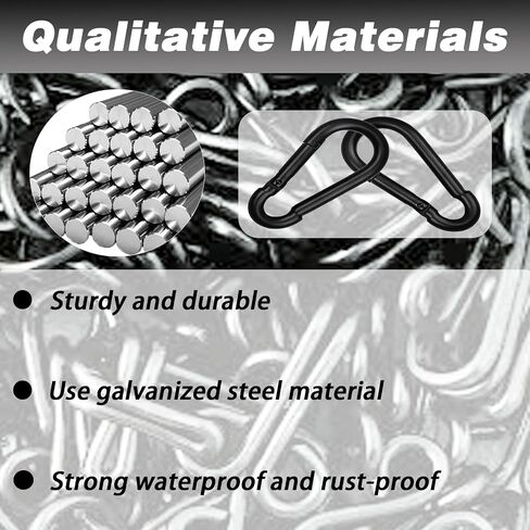40 PCS 2.36'' Spring Snap Hook Carabiner, M6 1/4 Inch Galvanized Silver Steel Carabiner Clip, Small Carabiner Clip 260LBS Holding Capacity Quick Link Clip Keychain for Hammock Dog Leash & Camping Gym in Kuwait