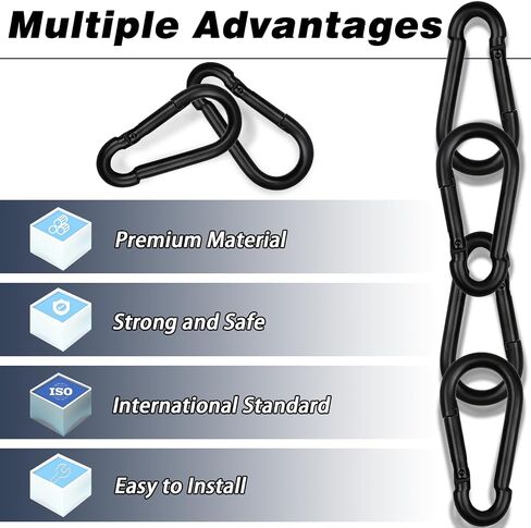 40 PCS 2.36'' Spring Snap Hook Carabiner, M6 1/4 Inch Galvanized Silver Steel Carabiner Clip, Small Carabiner Clip 260LBS Holding Capacity Quick Link Clip Keychain for Hammock Dog Leash & Camping Gym in Kuwait