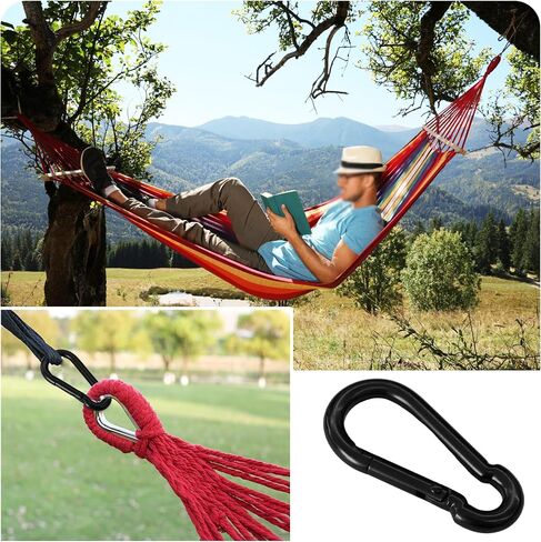 10pcs M5 Metal Carabiner Clips ، 1.97 بوصة السنانير المفاجئة الربيع ، موصلات الارتباط السريع لمقود الكلاب ، أرجوحة ، معدات التخييم وسلسلة المفاتيح ، الأسود in Saudi Arabia