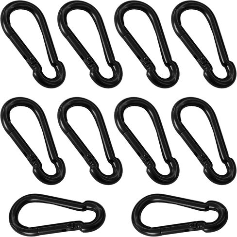10pcs M5 Metal Carabiner Clips ، 1.97 بوصة السنانير المفاجئة الربيع ، موصلات الارتباط السريع لمقود الكلاب ، أرجوحة ، معدات التخييم وسلسلة المفاتيح ، الأسود in Saudi Arabia