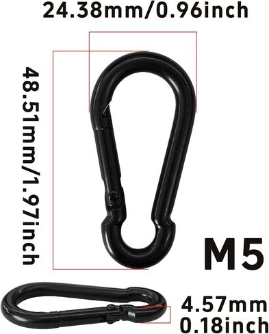 10pcs M5 Metal Carabiner Clips ، 1.97 بوصة السنانير المفاجئة الربيع ، موصلات الارتباط السريع لمقود الكلاب ، أرجوحة ، معدات التخييم وسلسلة المفاتيح ، الأسود in Saudi Arabia