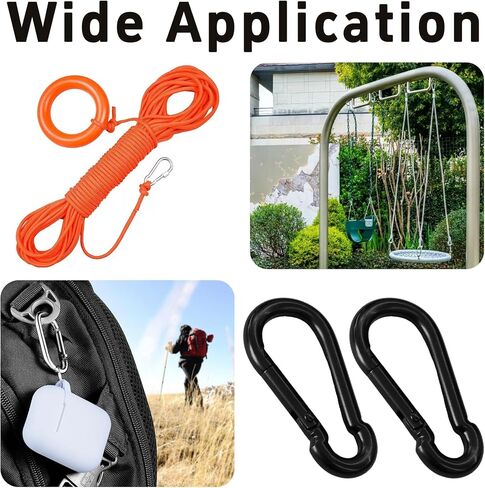 10pcs M5 Metal Carabiner Clips ، 1.97 بوصة السنانير المفاجئة الربيع ، موصلات الارتباط السريع لمقود الكلاب ، أرجوحة ، معدات التخييم وسلسلة المفاتيح ، الأسود in Saudi Arabia