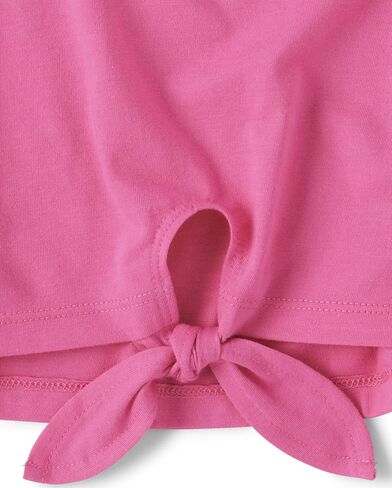 The Children's Place,Girls,Short Sleeve Tie Front Top,Tie Dye/Icons/Pink 3-Pack,X-Small in Saudi Arabia