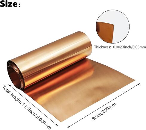 Copper Sheet Roll 4" x 11.5ft,99.9% Pure Copper Strip 3500mm x 100mm x 0.03mm,Copper Flashing Foil for Electricity Crafts DIY - Various Sizes in Saudi Arabia