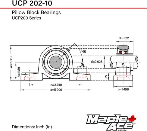 Maple Ace UCP202-10 BLOCK BLOCK BALLE 5/8 "يتحمل ، 2-Bolt ، قاعدة محاذاة ، صلبة ، ثقيلة (Qty 6) in Kuwait