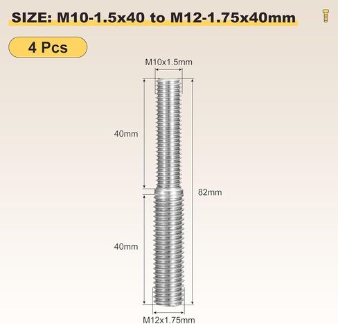 Metallixity double end end thouse sutcle (m8 x 40mm to m6 x 40mm) 2pcs ، stud studeners 304 Stainless Steel - for House Mainting Craft Loom ، Silver Tone in Kuwait