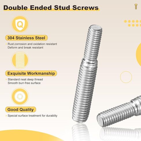 Metallixity double end end thouse sutcle (m8 x 40mm to m6 x 40mm) 2pcs ، stud studeners 304 Stainless Steel - for House Mainting Craft Loom ، Silver Tone in Kuwait