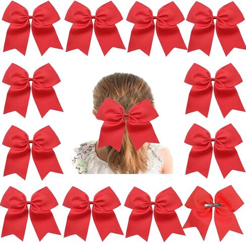 Hipheer 12Pcs 8" Large cheer bows with alligator clips for Teen Girls Softball Cheerleader Sports in Kuwait