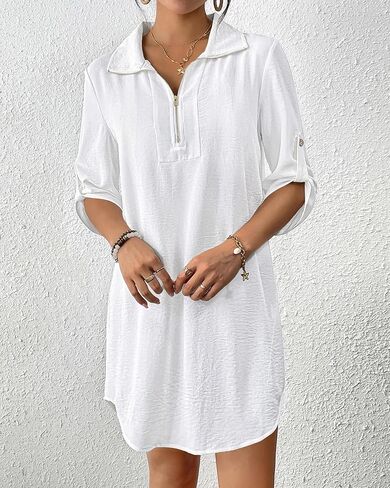 Bsubseach Swimsuit Coverup للنساء 3/4 بدلة السباحة الأكمام تستر على القميص البولو شاطئ الملابس ملابس العطلة in Saudi Arabia