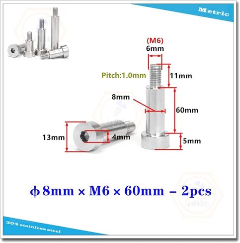 φ4mm×M3×20mm-10pcs 304 Stainless Steel Hexagon Socket Shoulder Bolts,4mm Shoulder Diameter, 20mm Shoulder Length, Thread Size M3-0.5mm in Kuwait