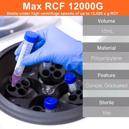 أنابيب الطرد المركزي المخروطي 15ML ، 25 ٪/حزمة أنبوب اختبار بلاستيكي معقم ، أغطية برغي زرقاء ، حاوية بولي بروبيلين ، خط متدرج أسود ، علامات منطقة الكتابة البيضاء ، غير الذروة ، dnase/rnase in Kuwait