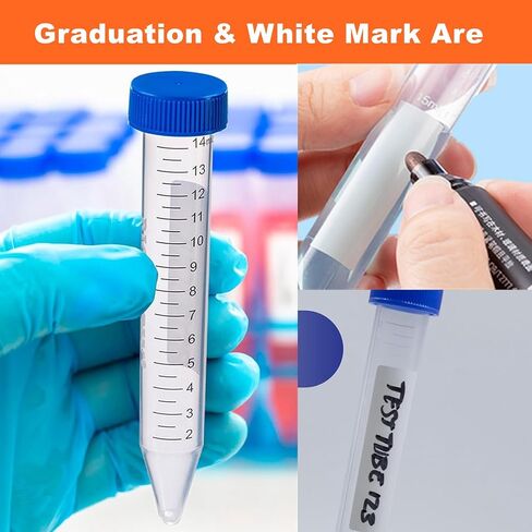 أنابيب الطرد المركزي المخروطي 15ML ، 25 ٪/حزمة أنبوب اختبار بلاستيكي معقم ، أغطية برغي زرقاء ، حاوية بولي بروبيلين ، خط متدرج أسود ، علامات منطقة الكتابة البيضاء ، غير الذروة ، dnase/rnase in Kuwait