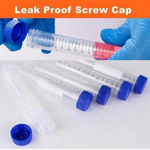 أنابيب الطرد المركزي المخروطي 15ML ، 25 ٪/حزمة أنبوب اختبار بلاستيكي معقم ، أغطية برغي زرقاء ، حاوية بولي بروبيلين ، خط متدرج أسود ، علامات منطقة الكتابة البيضاء ، غير الذروة ، dnase/rnase in Kuwait