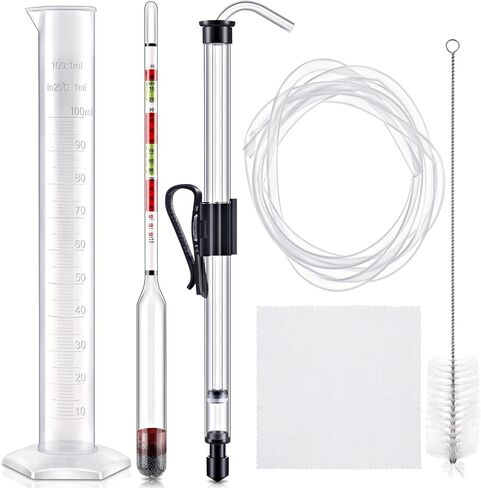 Auto Siphon Mini and Triple Scale Hydrometer, 6 Feet of Food Safe Tubing & Clamp and Plastic Test Jar, Brix and Gravity Test Kit for Wine, Home Brewing, Winemaking Kit, Liquid Transfer in Kuwait