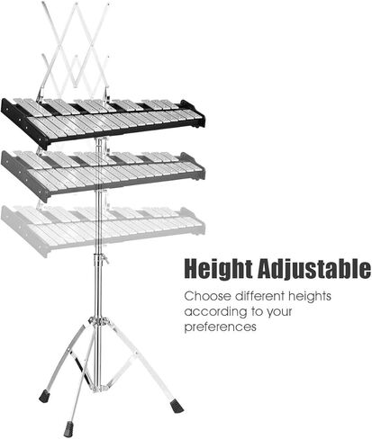 Giantex 27 ملاحظة Glockenspiel Xylophone ، أداة الإيقاع مع قاعدة خشبية و 27 مفتاحًا معدنيًا ، Alto Glockenspiel Xylophone للبالغين والأطفال- يشمل مقاطعين وحقيبة حمل in Kuwait