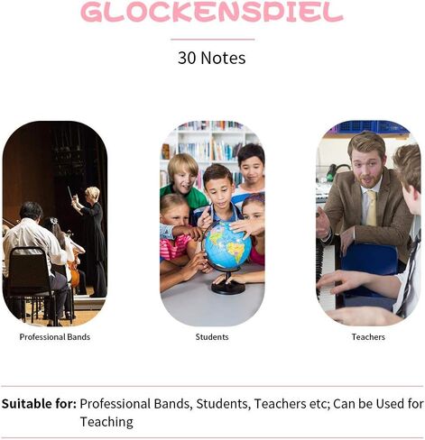 Giantex 27 ملاحظة Glockenspiel Xylophone ، أداة الإيقاع مع قاعدة خشبية و 27 مفتاحًا معدنيًا ، Alto Glockenspiel Xylophone للبالغين والأطفال- يشمل مقاطعين وحقيبة حمل in Kuwait