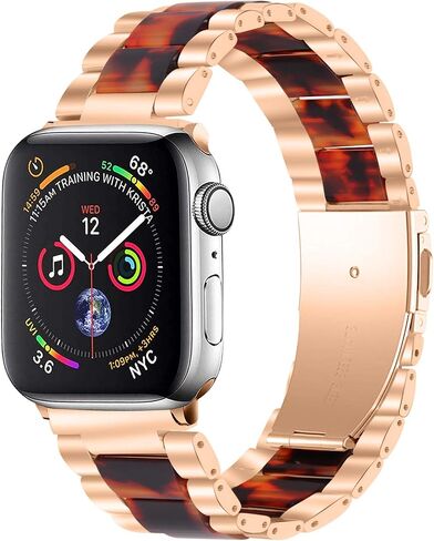 Slim Watch Band Compatible with Apple Watch Strap, Resin&Stainless Steel Watchband Replacement Accessory Wristband Bracelet for iWatch Series 6,5,4,3,2,1 38mm 40mm 42mm 44mm (38/40mm, F) in Saudi Arabia