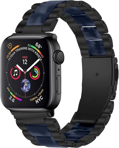 Slim Watch Band Compatible with Apple Watch Strap, Resin&Stainless Steel Watchband Replacement Accessory Wristband Bracelet for iWatch Series 6,5,4,3,2,1 38mm 40mm 42mm 44mm (38/40mm, F) in Saudi Arabia