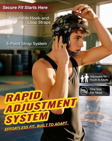Wrestling Headgear, Head Gear for Men and Youth with Chin Cup, Dual-Layer Ear Guard for MMA, BJJ (for Users Age 10+) in Kuwait
