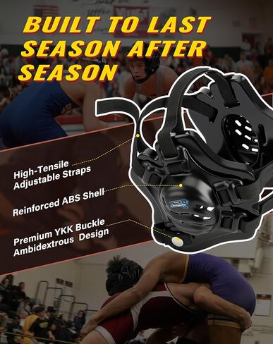 Wrestling Headgear, Head Gear for Men and Youth with Chin Cup, Dual-Layer Ear Guard for MMA, BJJ (for Users Age 10+) in Kuwait