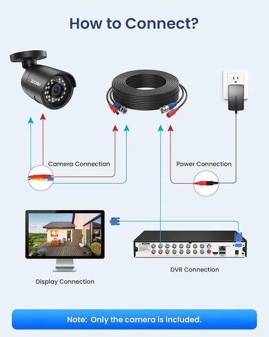 Zosi 2mp 1080p HD Camera Security Camera Outdoor Indoor ، 1920TVL Camera Bullet Camera ، 24pcs LEDS ، رؤية ليلية 100 قدم ، زاوية عريضة 90 درجة ، IP66 CCTV Clame (اللون الأسود) in Kuwait