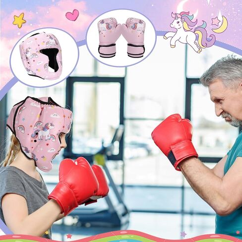 Pink Boxing Headgear for Kids Teens Youth Age 3 to 12 Adjustable Boxing Unicorn Wrestling Head Gear Sparring Equipment for Kickboxing Muay Thai BJJ Karate Training Headgear in Saudi Arabia