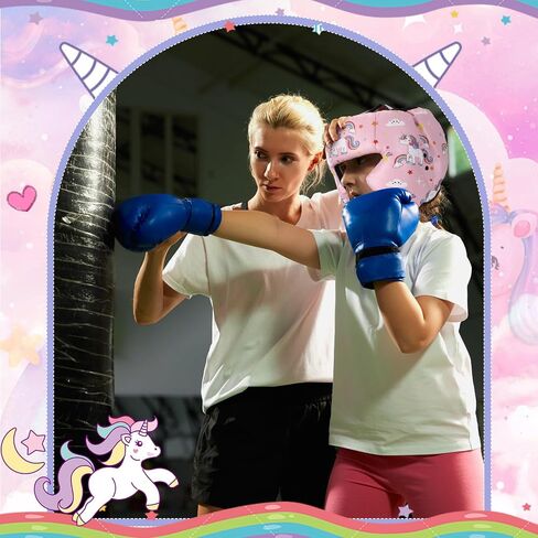 Pink Boxing Headgear for Kids Teens Youth Age 3 to 12 Adjustable Boxing Unicorn Wrestling Head Gear Sparring Equipment for Kickboxing Muay Thai BJJ Karate Training Headgear in Saudi Arabia
