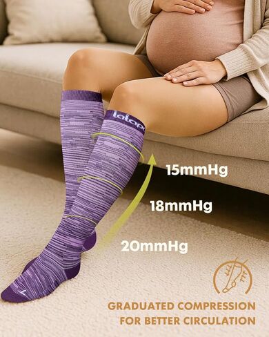 جوارب ضغط قطنية ناعمة سميكة للنساء الرجال 15-20mmhg ركبة الجوارب القطن عالية التنفس لجميع الراحة اليوم in Kuwait