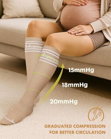 جوارب ضغط قطنية ناعمة سميكة للنساء الرجال 15-20mmhg ركبة الجوارب القطن عالية التنفس لجميع الراحة اليوم in Kuwait