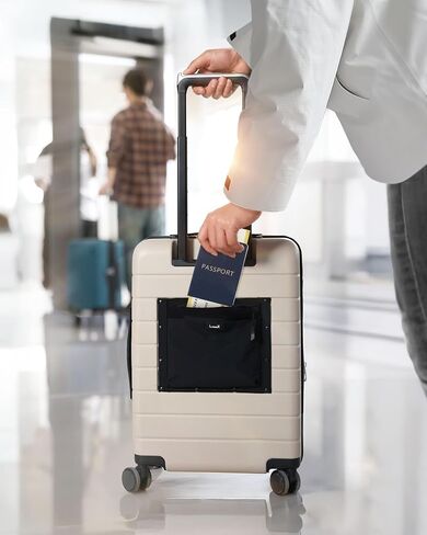 LUGGEX Carry On Luggage with Spinner Wheels - 20 inch Hardshell Suitcases - Accelerate Access with DiHook, Handy Pouch, TSA lock, Black in Saudi Arabia