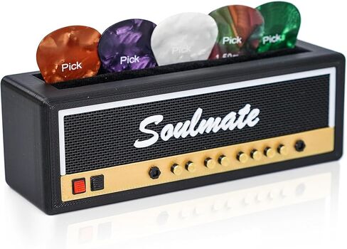 Black Guitar Pick Holder Organizer - حالة تخزين متينة للغيتار مع 6 اختيارات غيتار مجانية ، مربع عرض إكسسوارات الغيتار المدمجة للموسيقيين وعشاق الموسيقى in Saudi Arabia