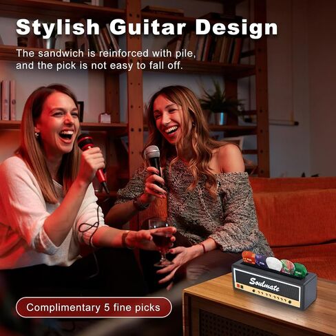 Black Guitar Pick Holder Organizer - حالة تخزين متينة للغيتار مع 6 اختيارات غيتار مجانية ، مربع عرض إكسسوارات الغيتار المدمجة للموسيقيين وعشاق الموسيقى in Saudi Arabia