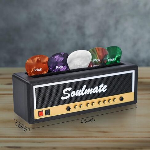 Black Guitar Pick Holder Organizer - حالة تخزين متينة للغيتار مع 6 اختيارات غيتار مجانية ، مربع عرض إكسسوارات الغيتار المدمجة للموسيقيين وعشاق الموسيقى in Saudi Arabia