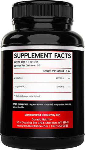 L Arginine L Citrulline Supplement Powder (3g) Nitric Oxide Booster Powder - L-Citrulline Supplements for Men & Women - Stamina, Performance & Endurance for Workouts - Vegan Safe & USA Made in Kuwait