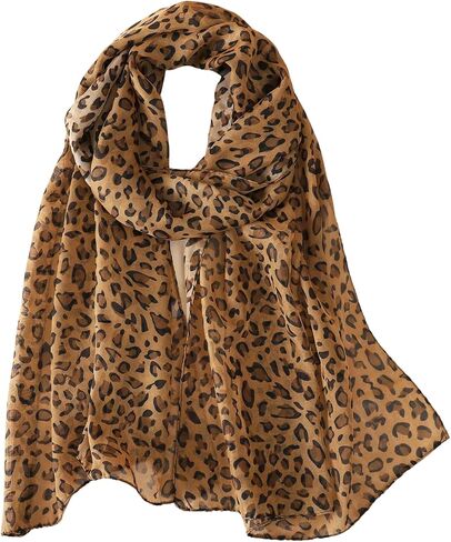 WDIRARA Women's Leopard Print Chiffon Mesh Scarves Long Shawl Cheetah Wrap Scarfs in Saudi Arabia