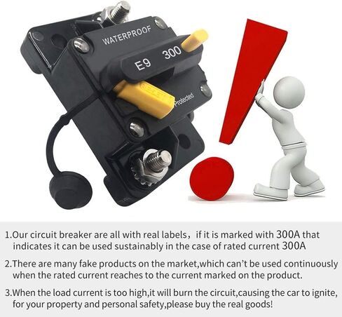 60Amp Circuit Breaker 30-300A with Manual Reset Trolling Motor Auto Car Marine Boat Bike Stereo Audio Terminal Inline Fuse Inverter for System Current Overload Protection 12V-48V DC Waterproof in Saudi Arabia