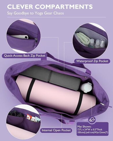 Gonex Yoga Mat Bag, Extra Large Canvas Gym Bag with Waterproof Pocket Metal Zipper, Fits Mat & Blocks, Stylish Yoga Mat Carrier for Women, Ideal for Yoga, Pilates, Workout, Travel in Saudi Arabia