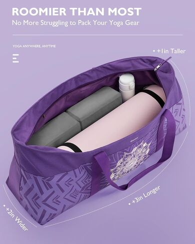 Gonex Yoga Mat Bag, Extra Large Canvas Gym Bag with Waterproof Pocket Metal Zipper, Fits Mat & Blocks, Stylish Yoga Mat Carrier for Women, Ideal for Yoga, Pilates, Workout, Travel in Saudi Arabia