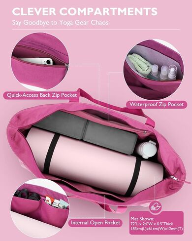 Gonex Yoga Mat Bag, Extra Large Canvas Gym Bag with Waterproof Pocket Metal Zipper, Fits Mat & Blocks, Stylish Yoga Mat Carrier for Women, Ideal for Yoga, Pilates, Workout, Travel in Saudi Arabia