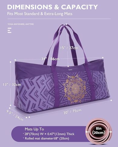 Gonex Yoga Mat Bag, Extra Large Canvas Gym Bag with Waterproof Pocket Metal Zipper, Fits Mat & Blocks, Stylish Yoga Mat Carrier for Women, Ideal for Yoga, Pilates, Workout, Travel in Saudi Arabia