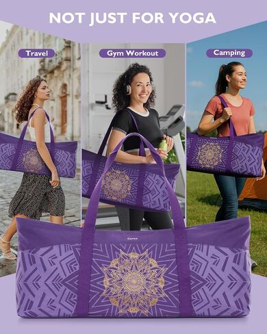 Gonex Yoga Mat Bag, Extra Large Canvas Gym Bag with Waterproof Pocket Metal Zipper, Fits Mat & Blocks, Stylish Yoga Mat Carrier for Women, Ideal for Yoga, Pilates, Workout, Travel in Saudi Arabia