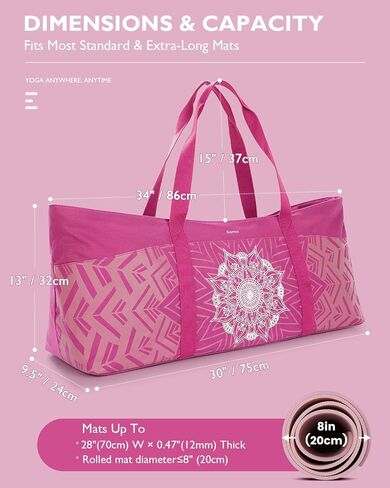 Gonex Yoga Mat Bag, Extra Large Canvas Gym Bag with Waterproof Pocket Metal Zipper, Fits Mat & Blocks, Stylish Yoga Mat Carrier for Women, Ideal for Yoga, Pilates, Workout, Travel in Saudi Arabia