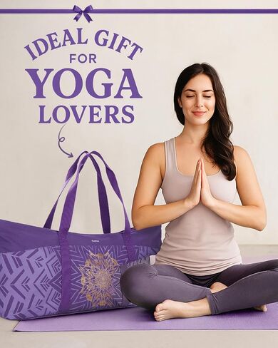 Gonex Yoga Mat Bag, Extra Large Canvas Gym Bag with Waterproof Pocket Metal Zipper, Fits Mat & Blocks, Stylish Yoga Mat Carrier for Women, Ideal for Yoga, Pilates, Workout, Travel in Saudi Arabia